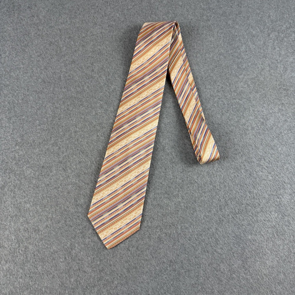 Vintage Versace Silk Tie Medusa Logo Multicolor Striped Made Italy Mens 56x3.6" - Picture 5 of 8